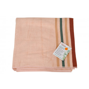Bamboo Fiber Bath Towel Peach Stripes 70 X140 cms