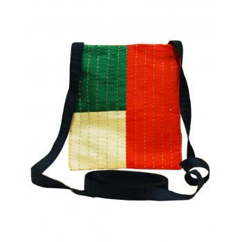 Handcrafted Kantha Sling Bag (Cream /Green/Orange)