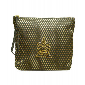 Varanasi Black Silk Clutch with hand embroidery