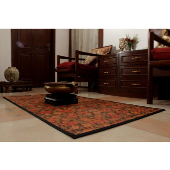 Bamboo Carpet Red Floral Digital print (3 X 5 ft)