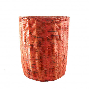 Cylindrical Laundry Storage Basket - Large (Red Orange)