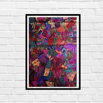 Textile collage wall décor - 12"x18"