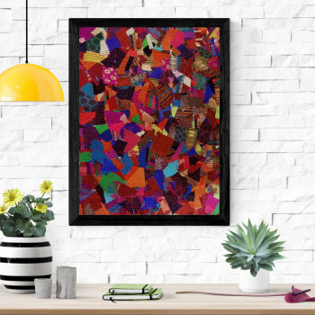 Textile collage wall décor - 12"x18"