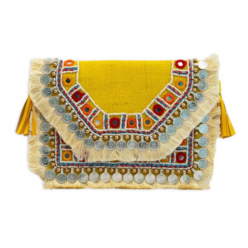 Upcycled Premium Clutch-Yellow