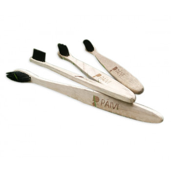  1 piece - Bamboo Tooth Brush With Charcoal Infused Bristles 