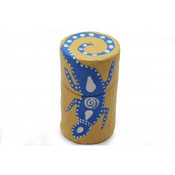 Papier Mache Cylinder Box  Lizard - Large (Gold)
