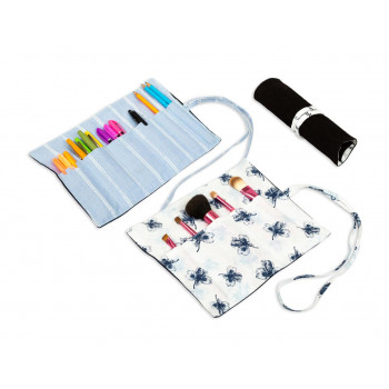 Stationery rolling pouch  -White & Blue