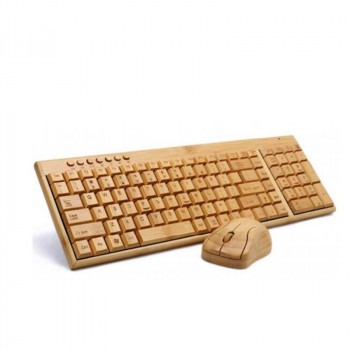 Wireless Bamboo Keyboard and  Mouse Combo Handmade 2.4GHz 