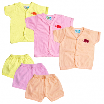 Kindermum Cotton Wear- Jabla Shorts Pink, Orange, Yellow (Set of 3) (Small Size)