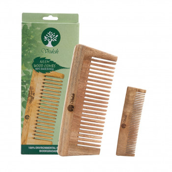 De-Tangler Neem Wood Comb + Pocket Neem Wood Comb