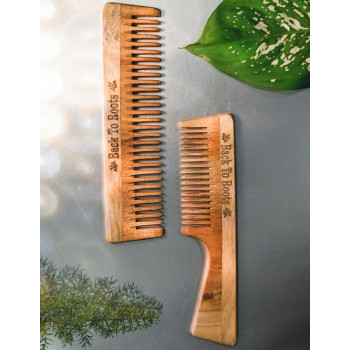 Neem Comb | Comb with Handle and Normal Toothed Comb | Full Size
