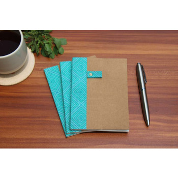 A6 Paperback Notebook - Set of 3 (Geometric Blue)