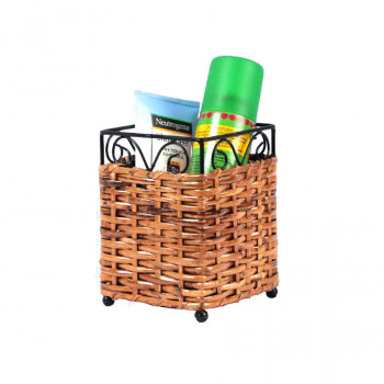 Traditional Cane Cutlery Holder cum Pen Stand (Square Shape, Height 5")