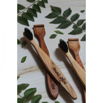 Neemwood Toothbrush & Neemwood Tongue Cleaner (Pack of 2 each)