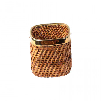 Natural Cane Planter cum Multipurpose Bin (Square 14")