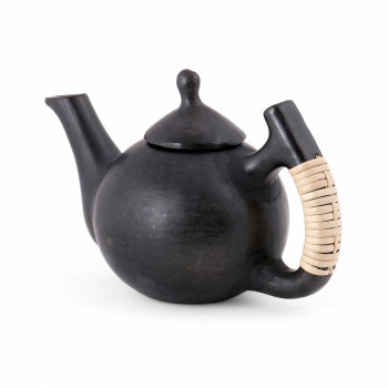 Earthenware Black Stone Eco-friendly Kettle (S) - Long spout, side handle