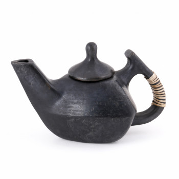 Earthenware Black Stone Tea Pot - Monk Styled