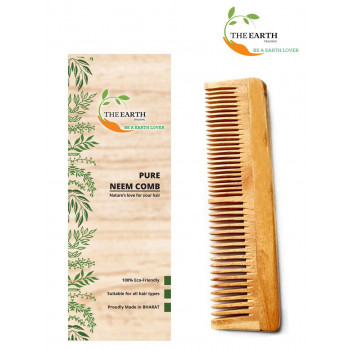 The Earth Trading Pure Kacchi Neem Wood Comb Regular Double Teeth