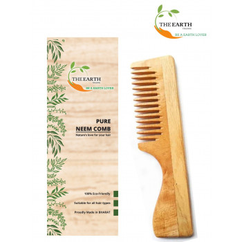 The Earth Trading Pure Kacchi Neem Wood Handle Comb Wide