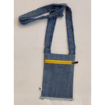 Contrast Front Zip Detail women's Denim Cross-Body bag/sling bag-Yellow