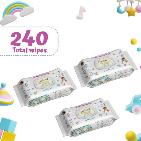 CutetotZ Baby Wet Wipes (Pack of 3 - 80 count in each)