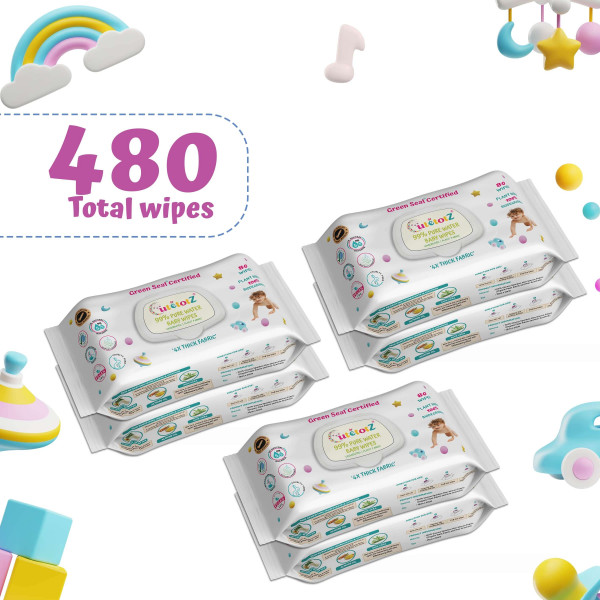 CutetotZ Baby Wet Wipes (Pack of 6 - 80 count in each)