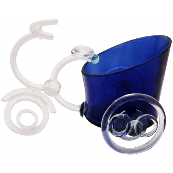 Beautiful Serving Bowl cum Glass Planter (White & Blue)