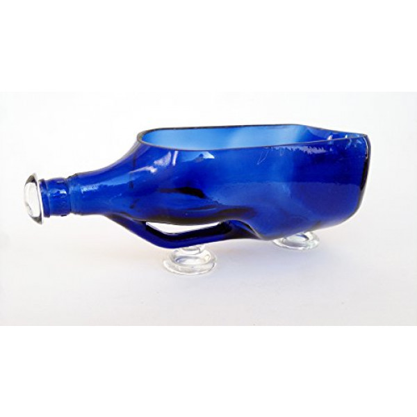 Beautiful Dessert Serving Bottle cum Glass Bottle Planter (Blue)