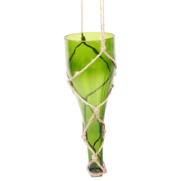 Handcrafted Indoor cum Outdoor Hanging Glass Planter (Green)