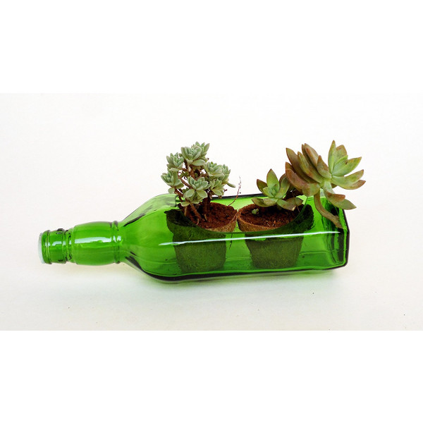 Napkin Holder cum Glass Planter (Green)
