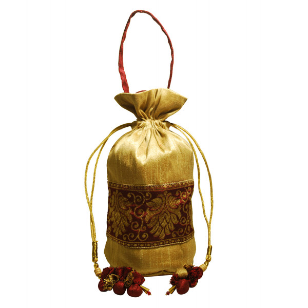 Traditional Potli (Maroon & Gold)