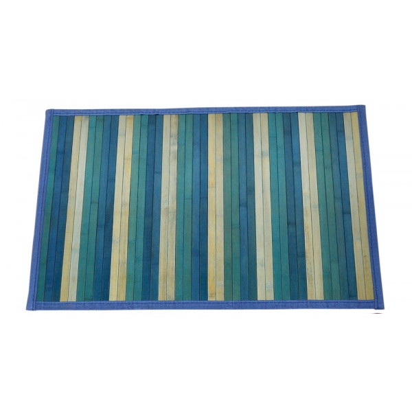 Bamboo Asan/Prayer Mat - Blue Stripes (1.6 x 2.2 ft)