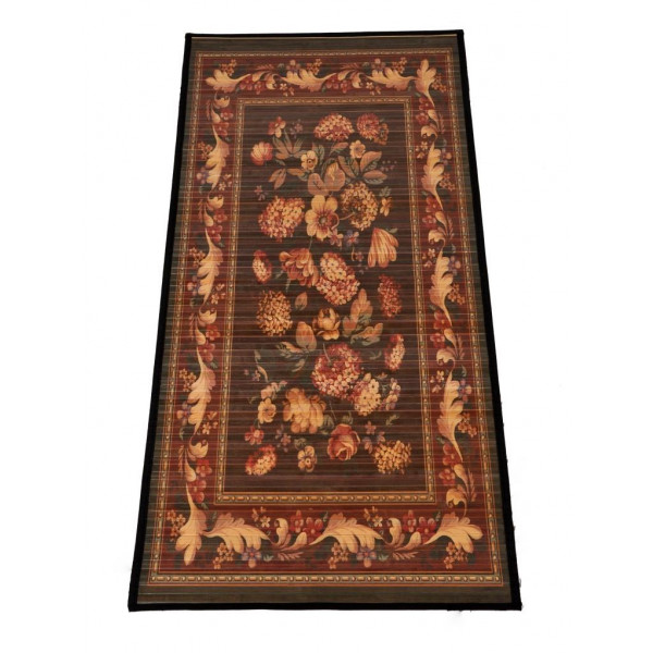 Bamboo Carpet Black Floral Digital print (4 X 6 ft)