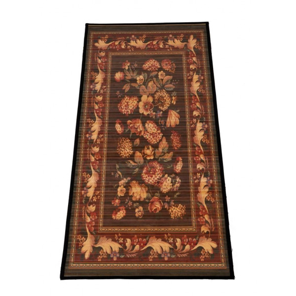 Bamboo Carpet Black Floral Digital print- Asan/Prayer Mat ( 2 x 3 ft)