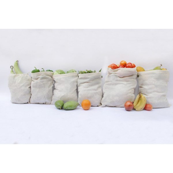 Clean Planet Eco Veggie Reusable Cotton Bags for Fridge (Set of 12) Eco-Friendly, Non-Toxic, Multipurpose