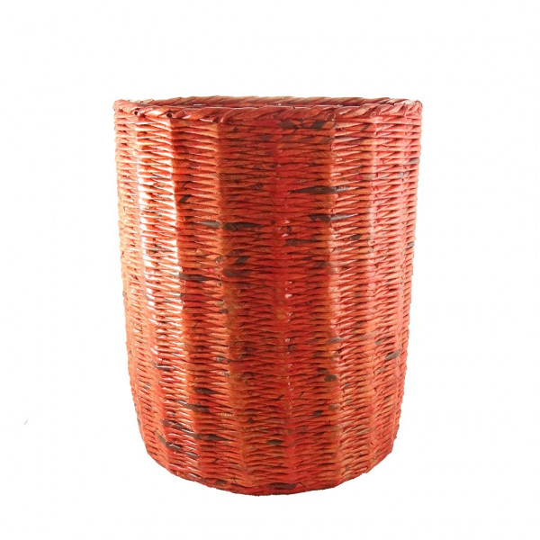 Cylindrical Laundry Storage Basket - Large (Red Orange)