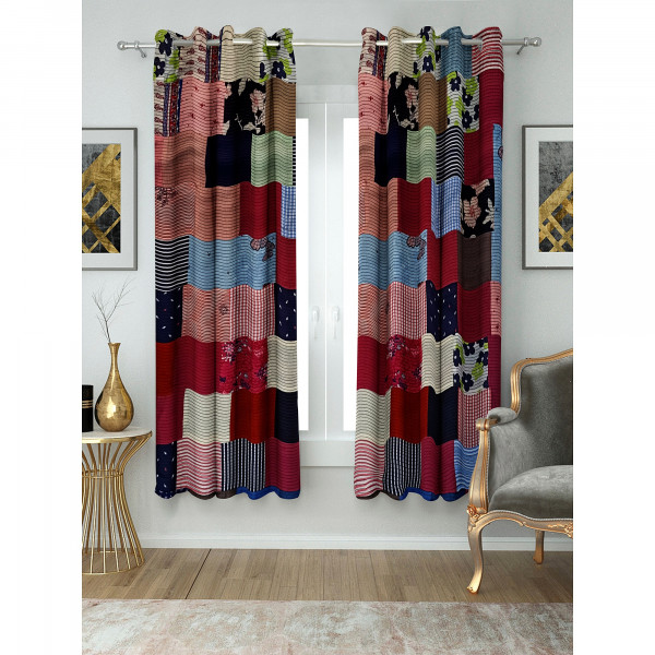  Luxury fab patch collection - Multicolor 9ft  window/door  curtains (274 cms x 121 cms)