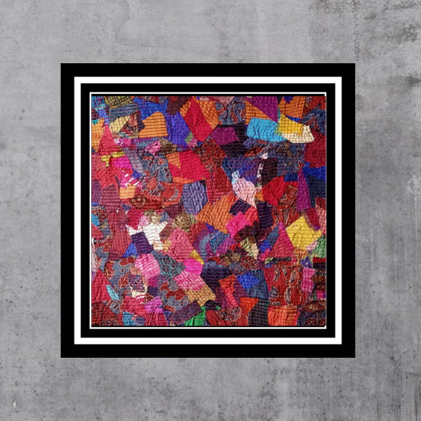 Textile collage wall décor - 12"x18"