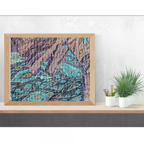 Textile collage wall décor - (12 inches x 18 inches)