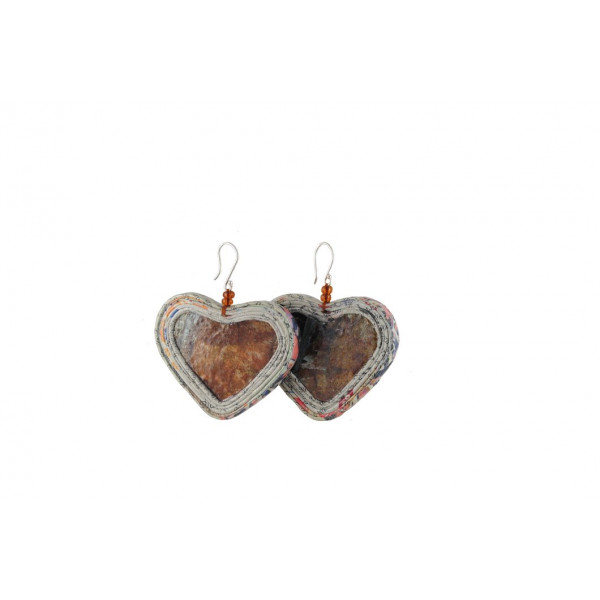 Earrings Heart B55 (Maroon)