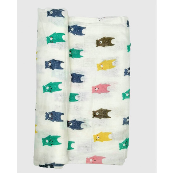 Kindermum Organic Cotton Muslin Swaddle Blanket Large Size - (0-12 Month) 110 cm X 110 cm - Set of 2 - Colorful Polka and Whale