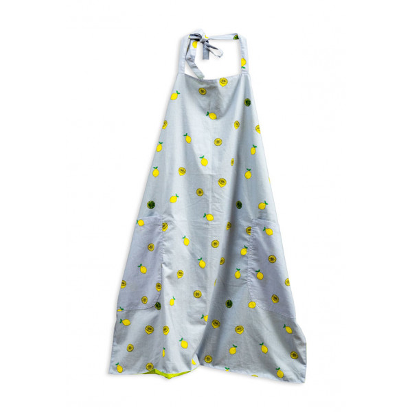 Kids Apron - Grey with lemon prints