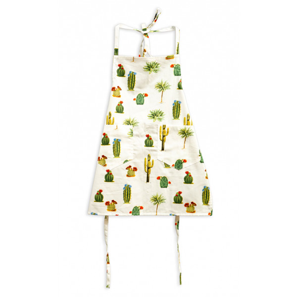 Kids Apron - White with cactus print all over