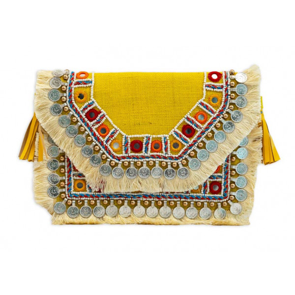 Upcycled Premium Clutch-Yellow