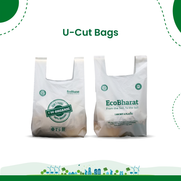 Biodegradable and Compostable U-cut Carry Bags 8X12 (190pcs) 500gms Capacity