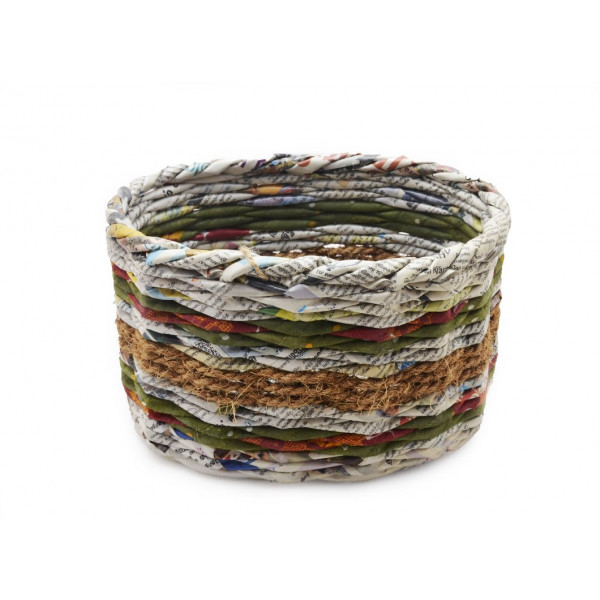 Mixed Media Oval Basket Bag (Medium)