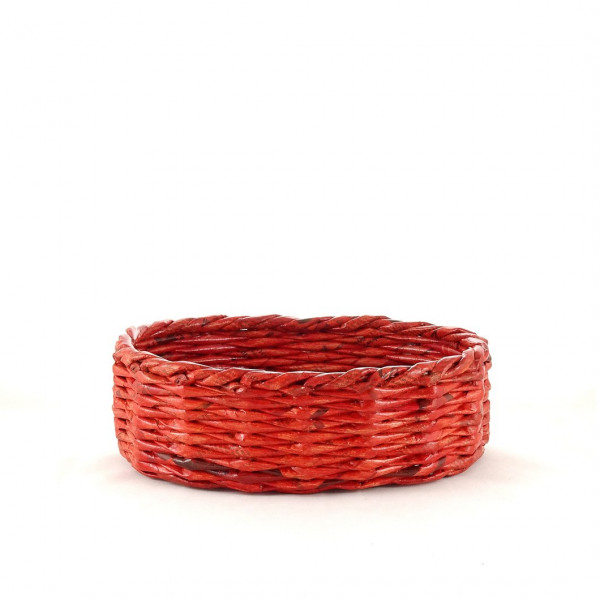 Handmade Oval Basket - Medium (Red Orange)