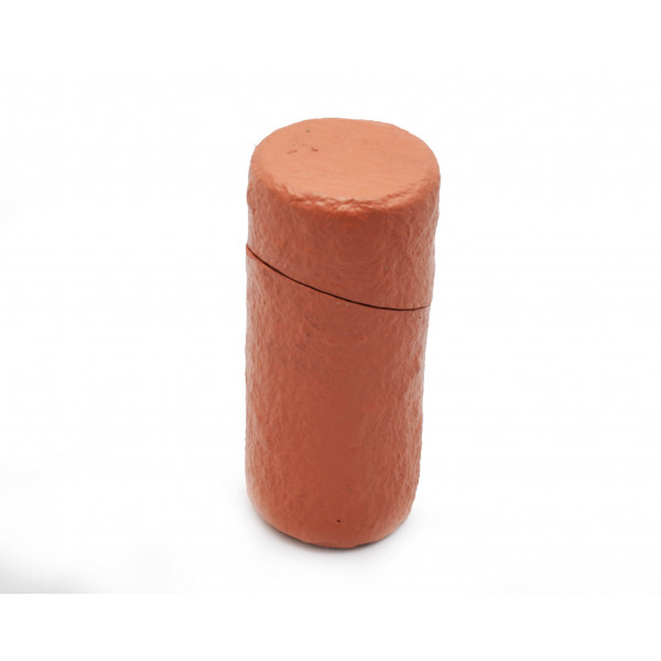 Papier Machie Cylinder Box  Elephant - Large (Red Orange)