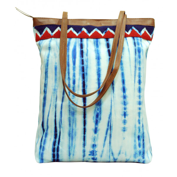 Shibori Tote with Embroidery