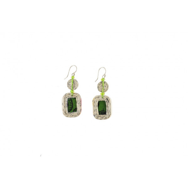 Sustainable Square Earrings (Green)
